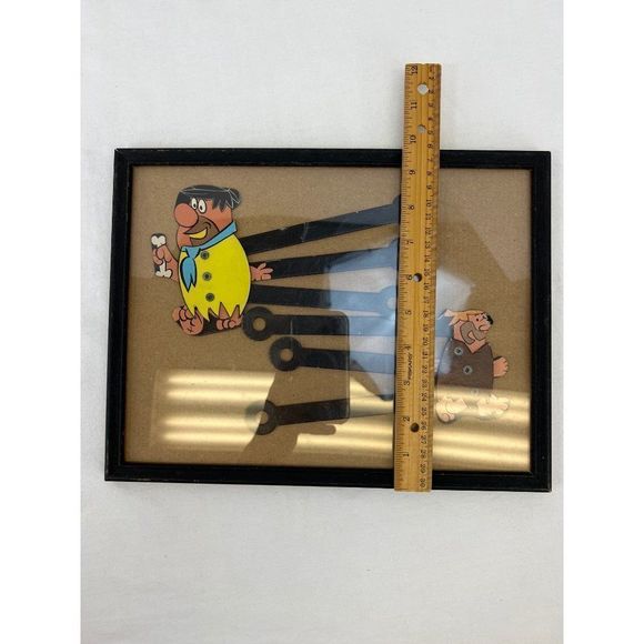 Vintage Flintstones Cartoon Paper Mechanical Finger Puppet Paper Dolls Framed - Picture 6 of 6